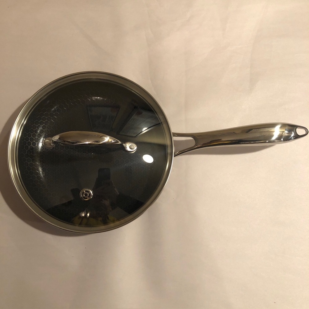 HexClad 8 Inch Hybrid Stainless Steel Non-Stick Frying Pan with Lid